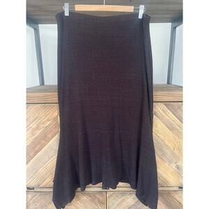 Dolan Anthropologie Ribbed Knit Midi Flare Skirt Brown Large